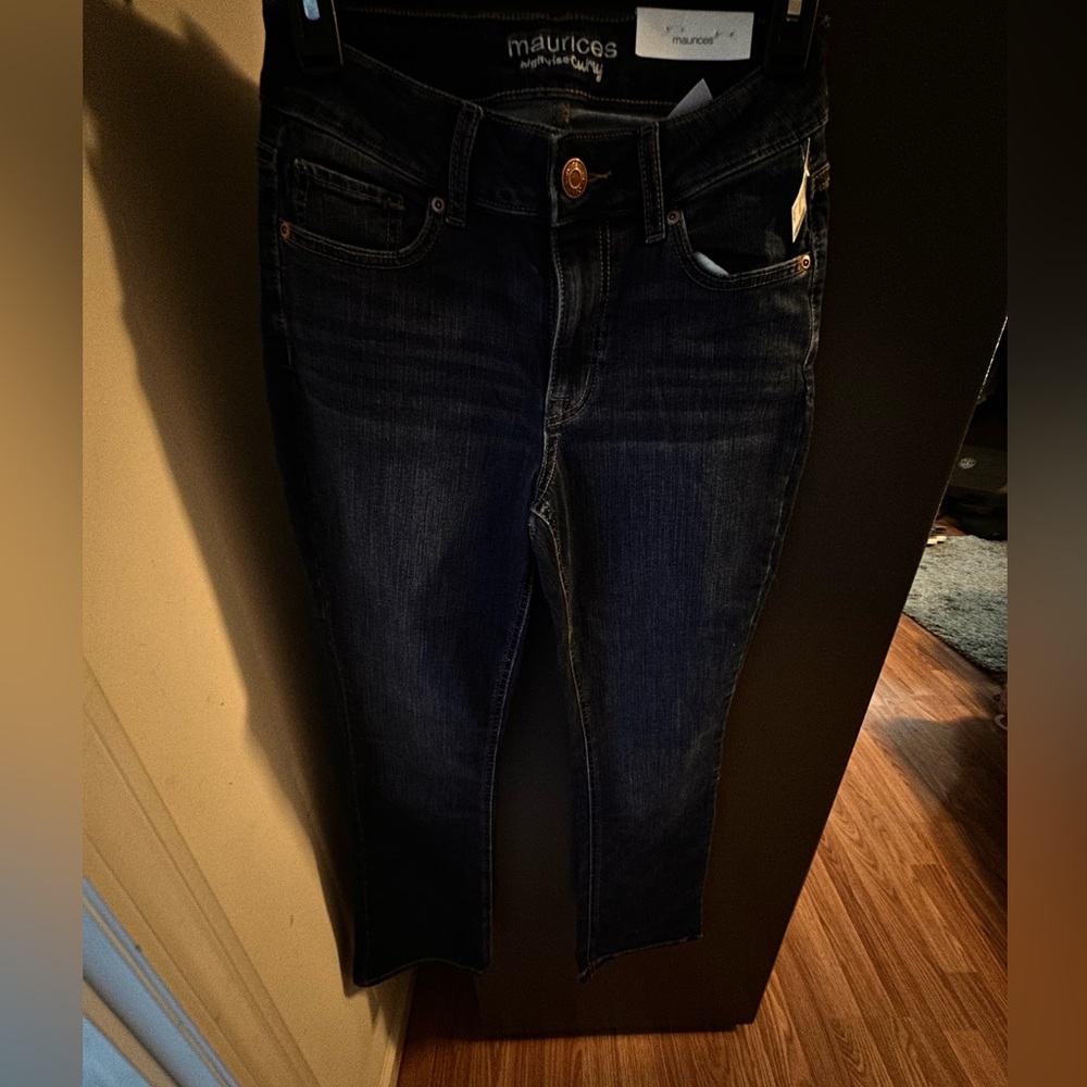 Maurice’s Jeans, slim boot, high rise curvy. 2 short
